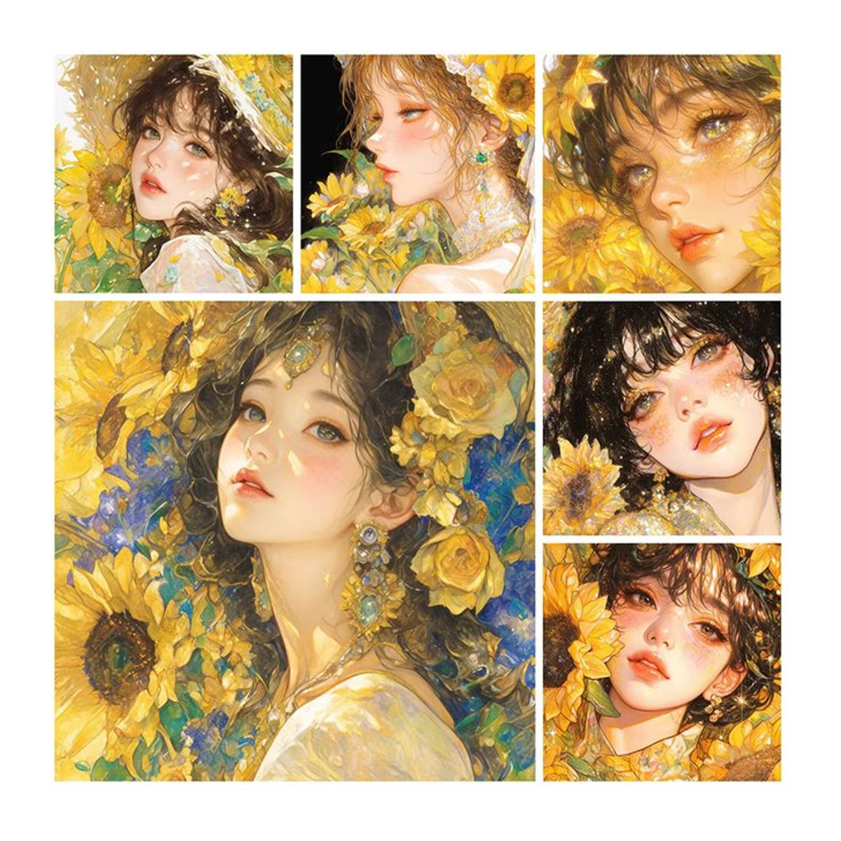 Potdemiel DIY Diamond Painting Kit Cartoon Anime Mädchen mit Blumenmosaik in Mehrfarbig - Bild 1