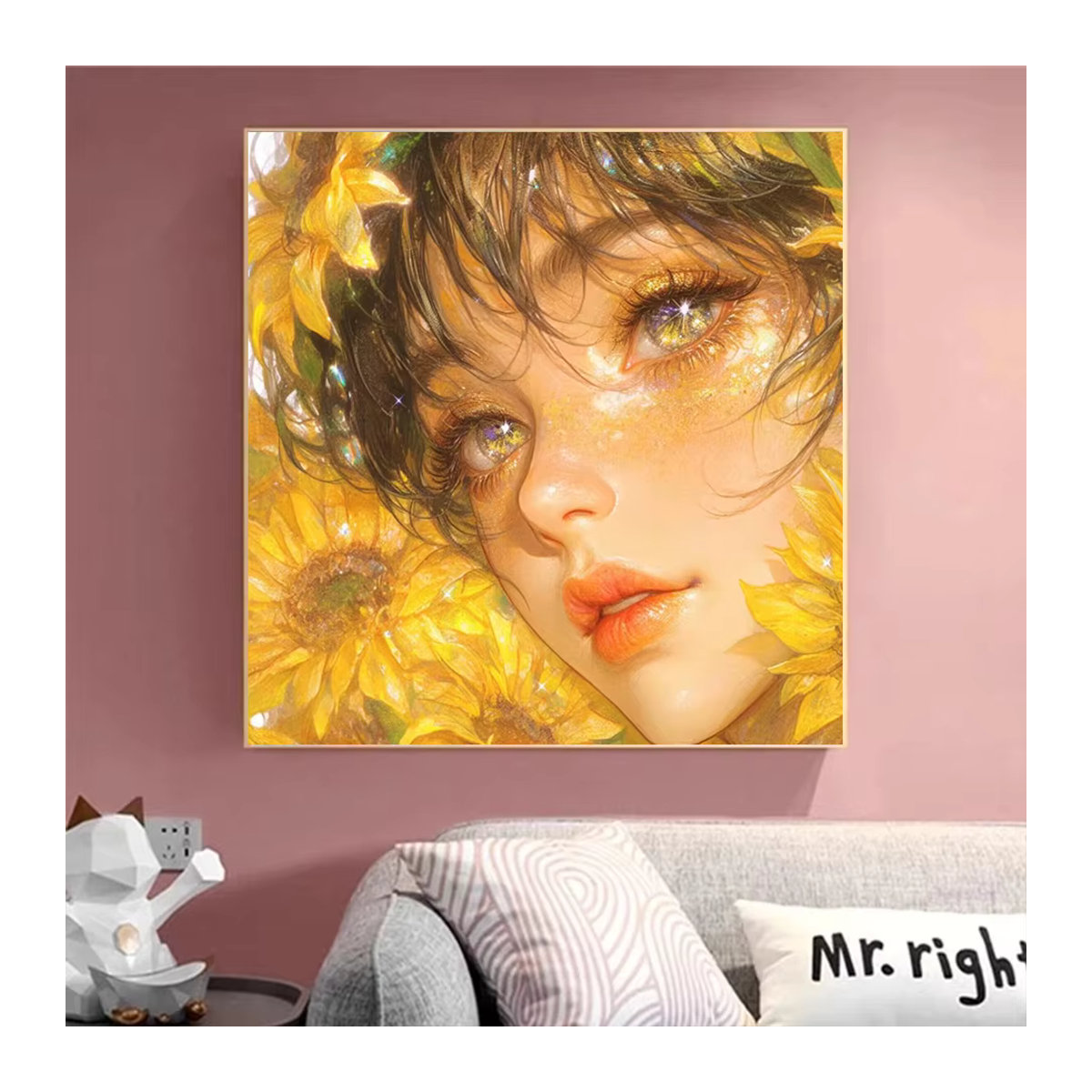 Potdemiel DIY Diamond Painting Kit Cartoon Anime Mädchen mit Blumenmosaik in Mehrfarbig - Bild 2
