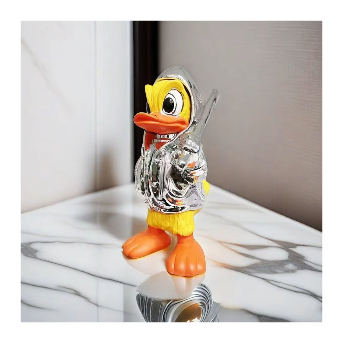 Potdemiel Donald Duck Statue Punk Baseball Spieler aus Kunstharz, Silber/Mehrfarbig, Höhe: 18 cm - Bild 5