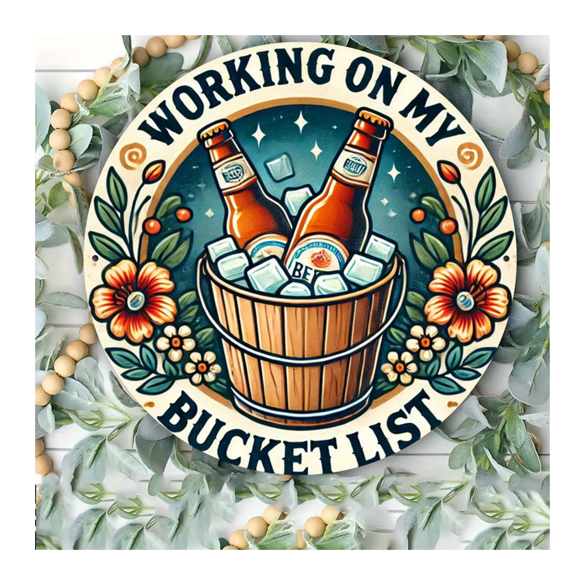 Potdemiel Eisen-Wandschild mit Biermotiv Sketch My Life Goals in Vintage-Optik, mehrfarbig, B/H: 20,32 x 20,32 cm - Bild 2