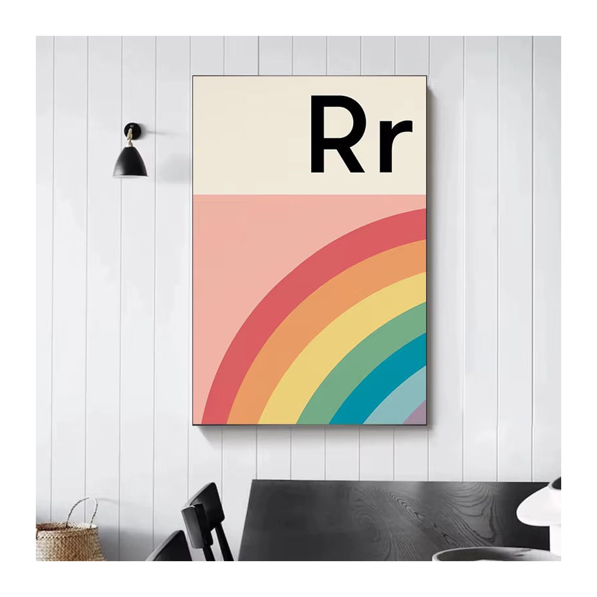 Potdemiel Englisch Alphabet Poster für Kinder, Mehrfarbiges Leinwand Wandbild mit Essen-Illustrationen und Typografie zur Dekoration des Kinderzimmers - Bild 2