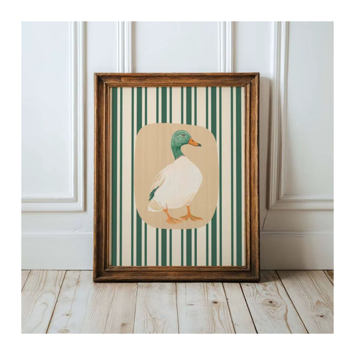 Potdemiel Enten-Kunstdruck Vintage Vogel-Wandkunst in Grün und Mehrfarbig für Kinderzimmer und Bauernhaus-Dekor - Bild 2