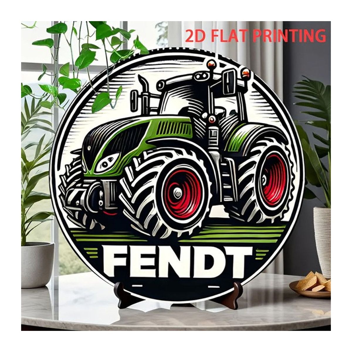 Potdemiel Fendt Traktor Vintage Metallblechschild rund, mehrfarbig, Durchmesser: 20,32 cm - Bild 1