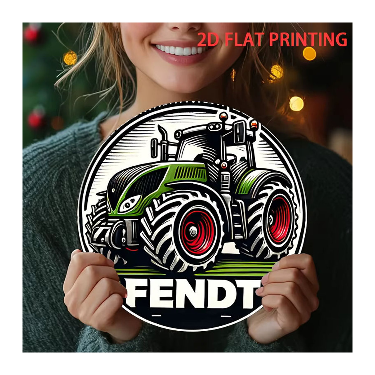 Potdemiel Fendt Traktor Vintage Metallblechschild rund, mehrfarbig, Durchmesser: 20,32 cm - Bild 2