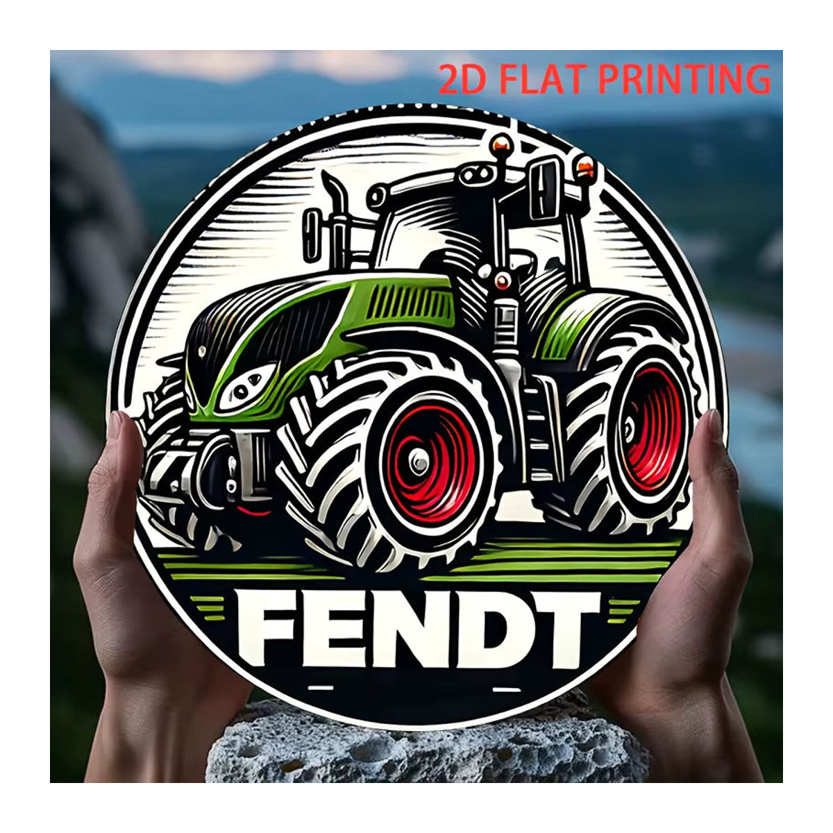 Potdemiel Fendt Traktor Vintage Metallblechschild rund, mehrfarbig, Durchmesser: 20,32 cm - Bild 4
