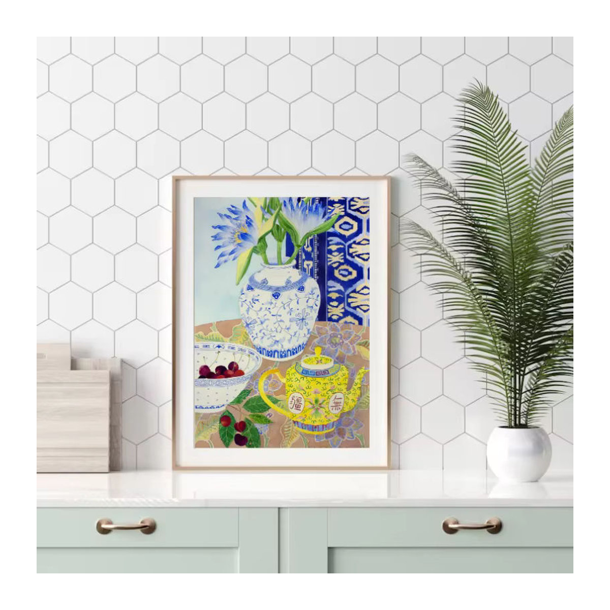 Potdemiel Feng Shui Leinwandbild mit floralem Blumenmotiv in Mehrfarbig, Rahmenlose Wanddekoration für Wohnzimmer und Schlafzimmer - Bild 2