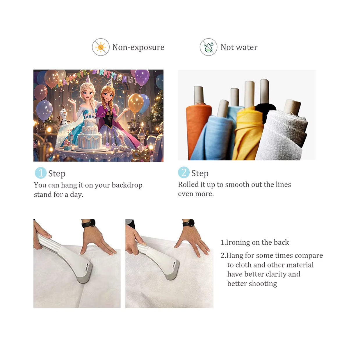 Potdemiel Frozen Cartoon Elsa und Anna Hintergrund Banner für Prinzessinnen-Geburtstagsparty und Baby-Shower, mehrfarbig, rechteckig - Bild 4