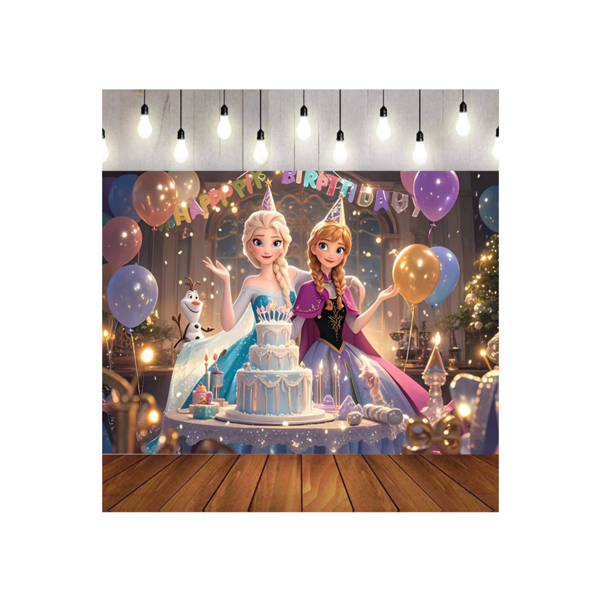 Potdemiel Frozen Cartoon Elsa und Anna Hintergrund Banner für Prinzessinnen-Geburtstagsparty und Baby-Shower, mehrfarbig, rechteckig - Bild 5