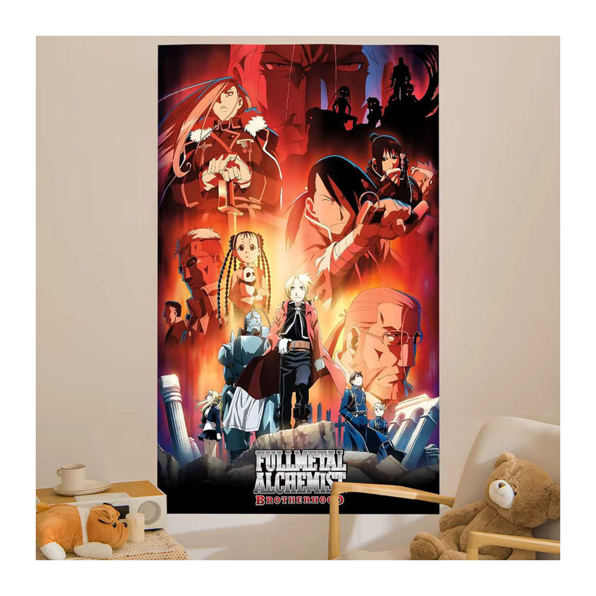 Potdemiel Fullmetal Alchemist Anime Wandteppich, mehrfarbig, Textil-Wandteppich im Hochformat für deine Home Dekoration - Bild 3