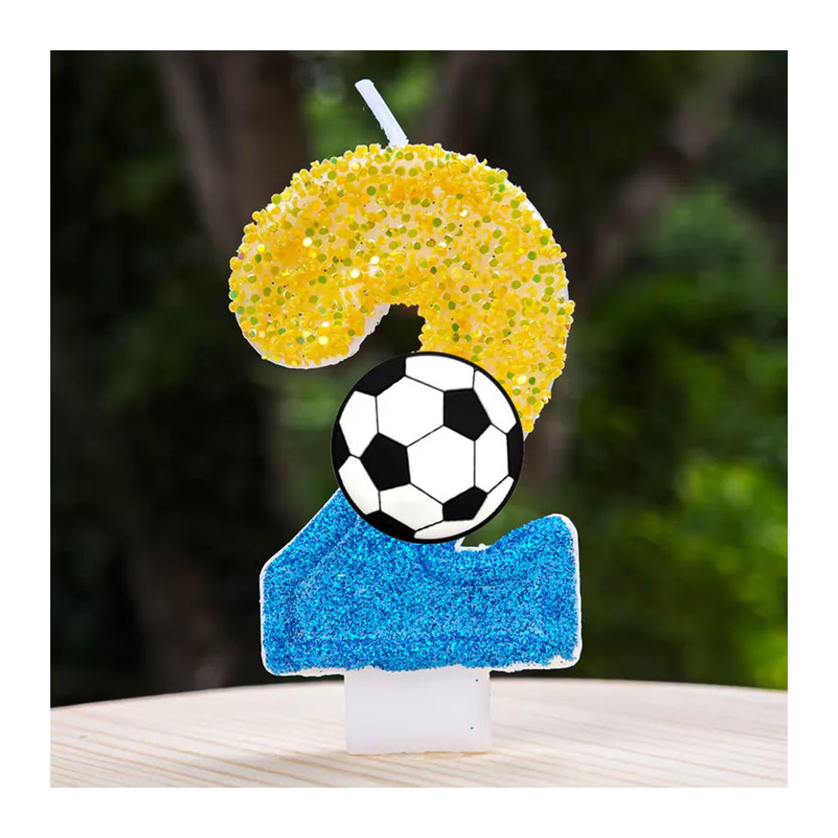 Potdemiel Fußball-Figurenkerze aus Wachs in Mehrfarbig für die Geburtstagstorten-Dekoration - Bild 2