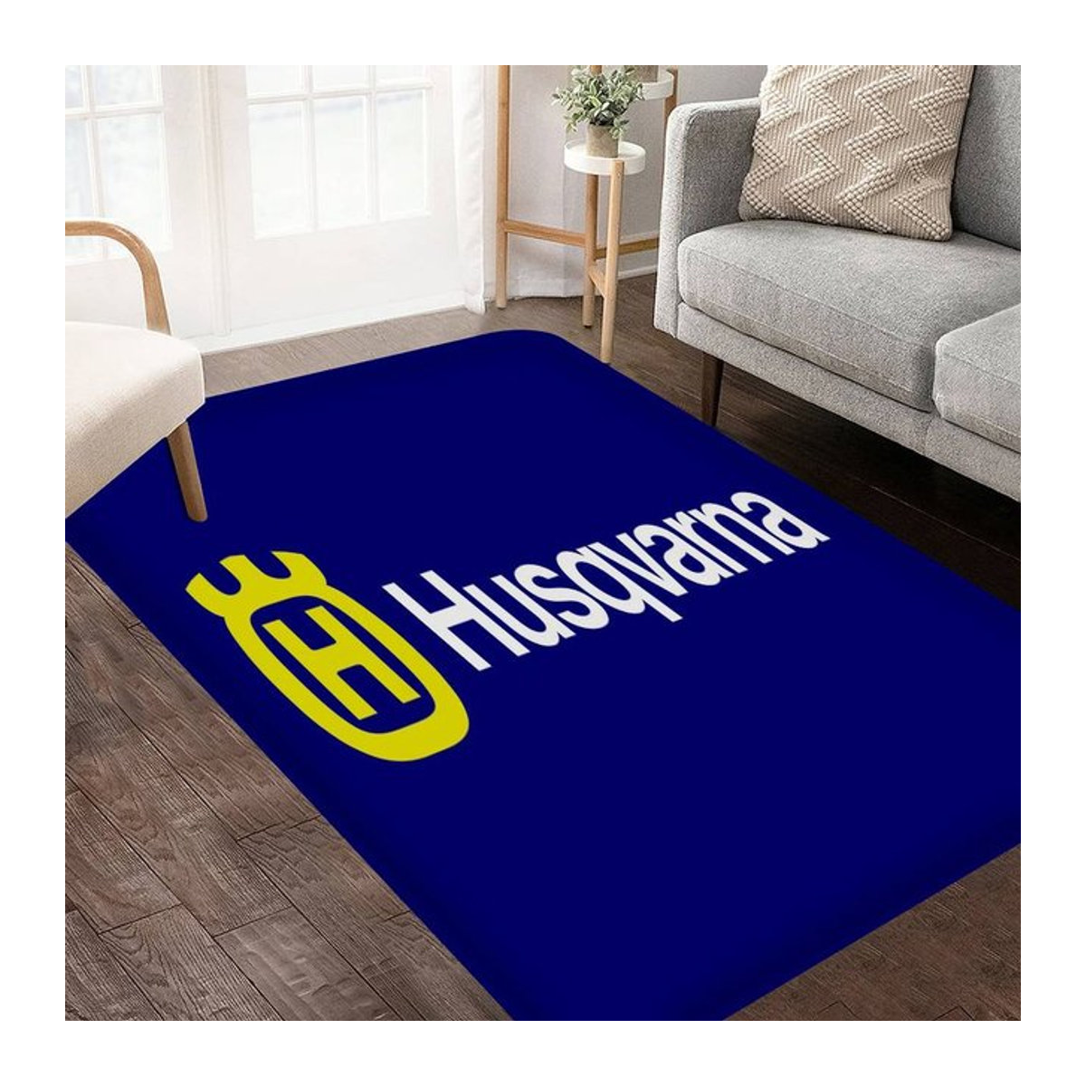 Potdemiel Fußmatte in Blau mit Print für Schlafzimmer und Waschküche, weich und rutschfest - Bild 1
