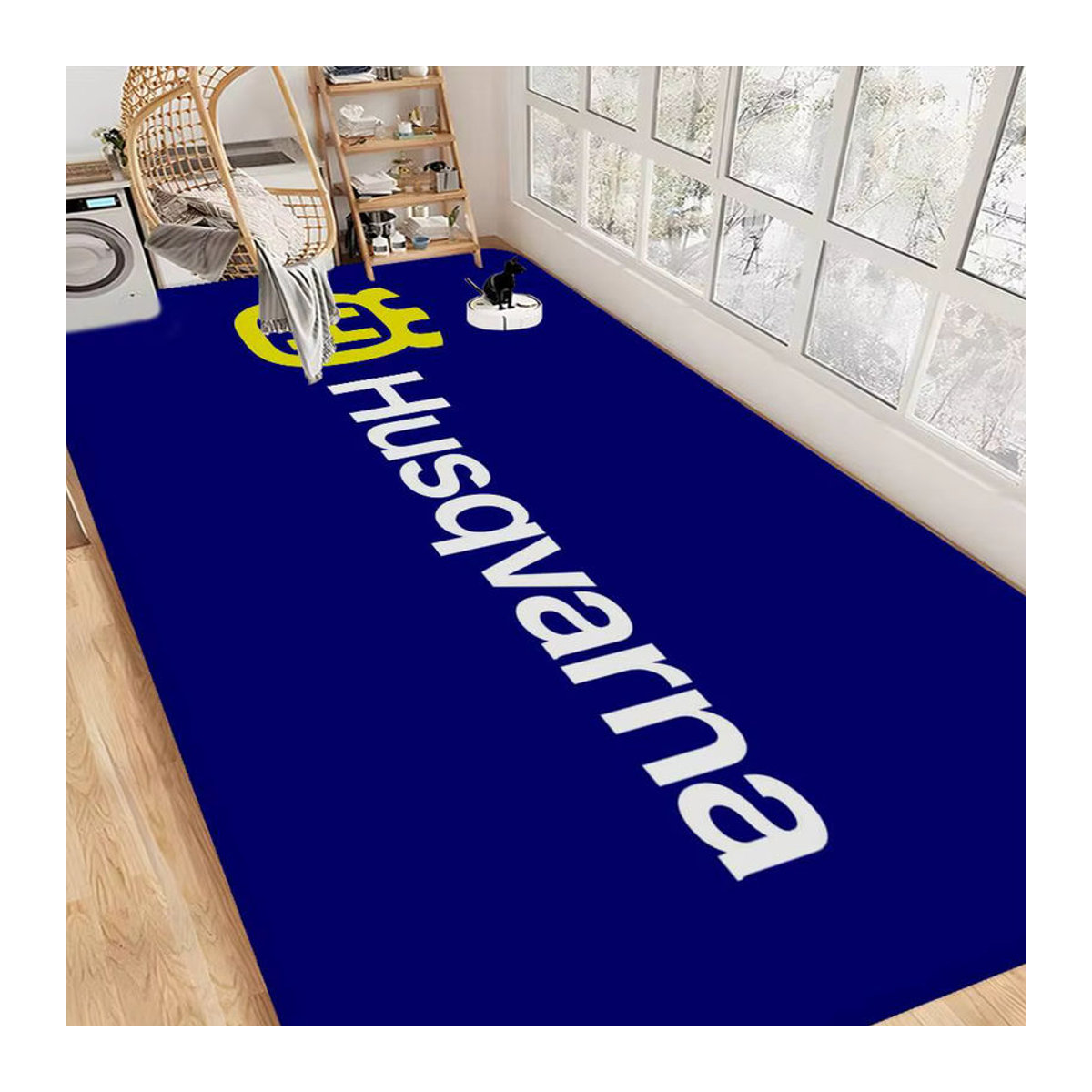 Potdemiel Fußmatte in Blau mit Print für Schlafzimmer und Waschküche, weich und rutschfest - Bild 3
