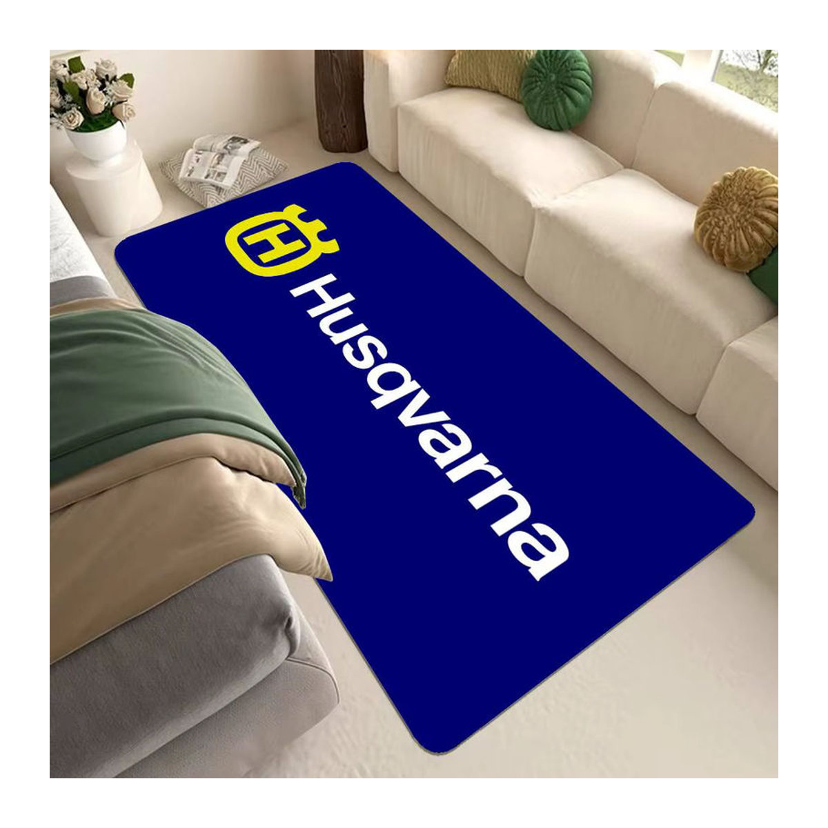 Potdemiel Fußmatte in Blau mit Print für Schlafzimmer und Waschküche, weich und rutschfest - Bild 4
