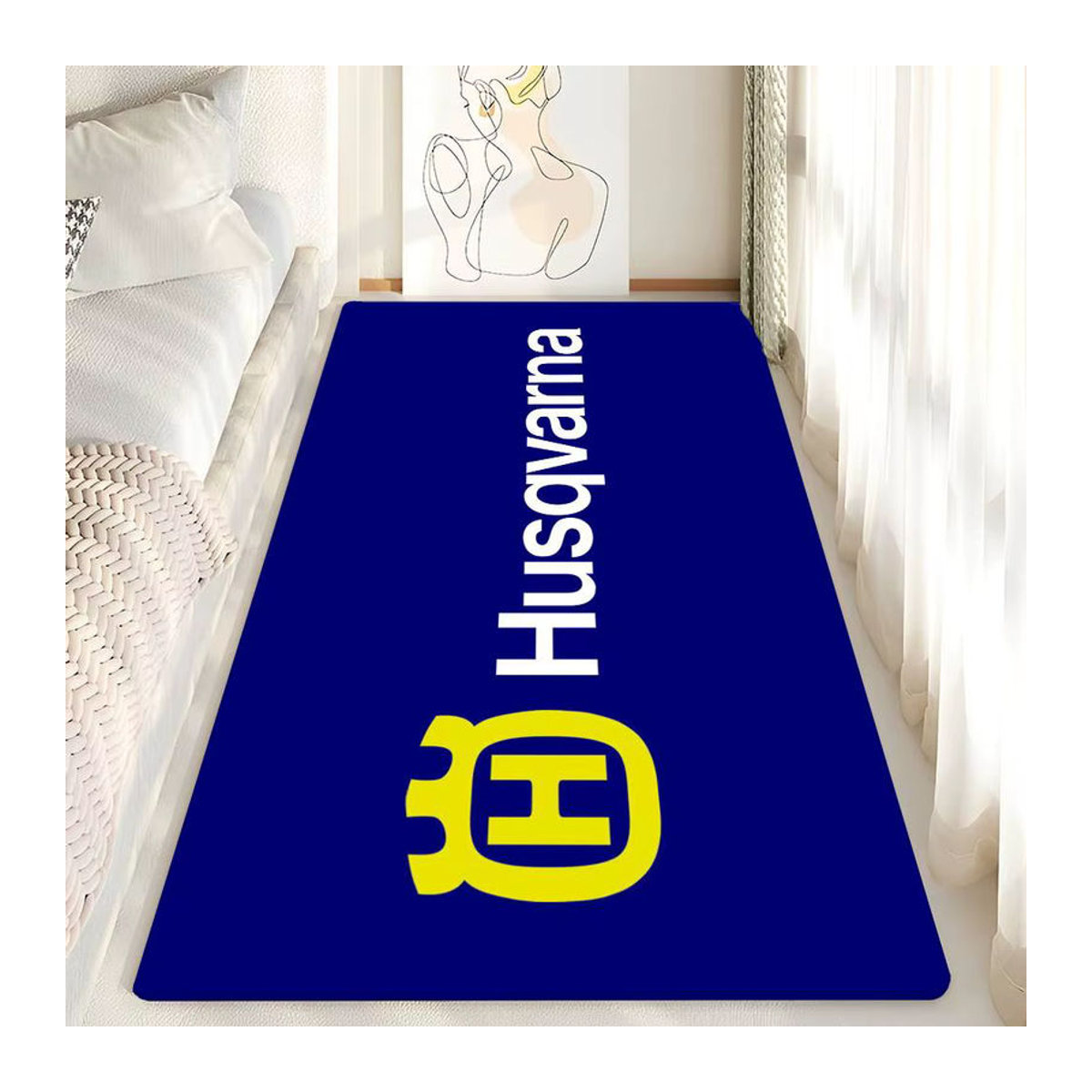 Potdemiel Fußmatte in Blau mit Print für Schlafzimmer und Waschküche, weich und rutschfest - Bild 5