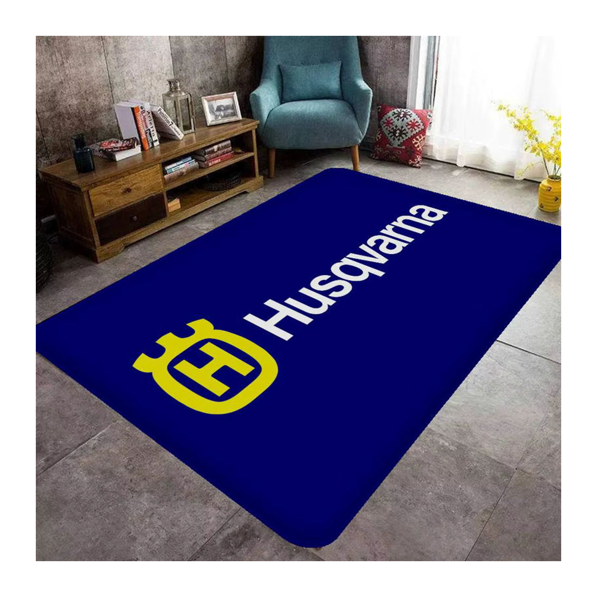 Potdemiel Fußmatte in Blau mit Print für Schlafzimmer und Waschküche, weich und rutschfest - Bild 6