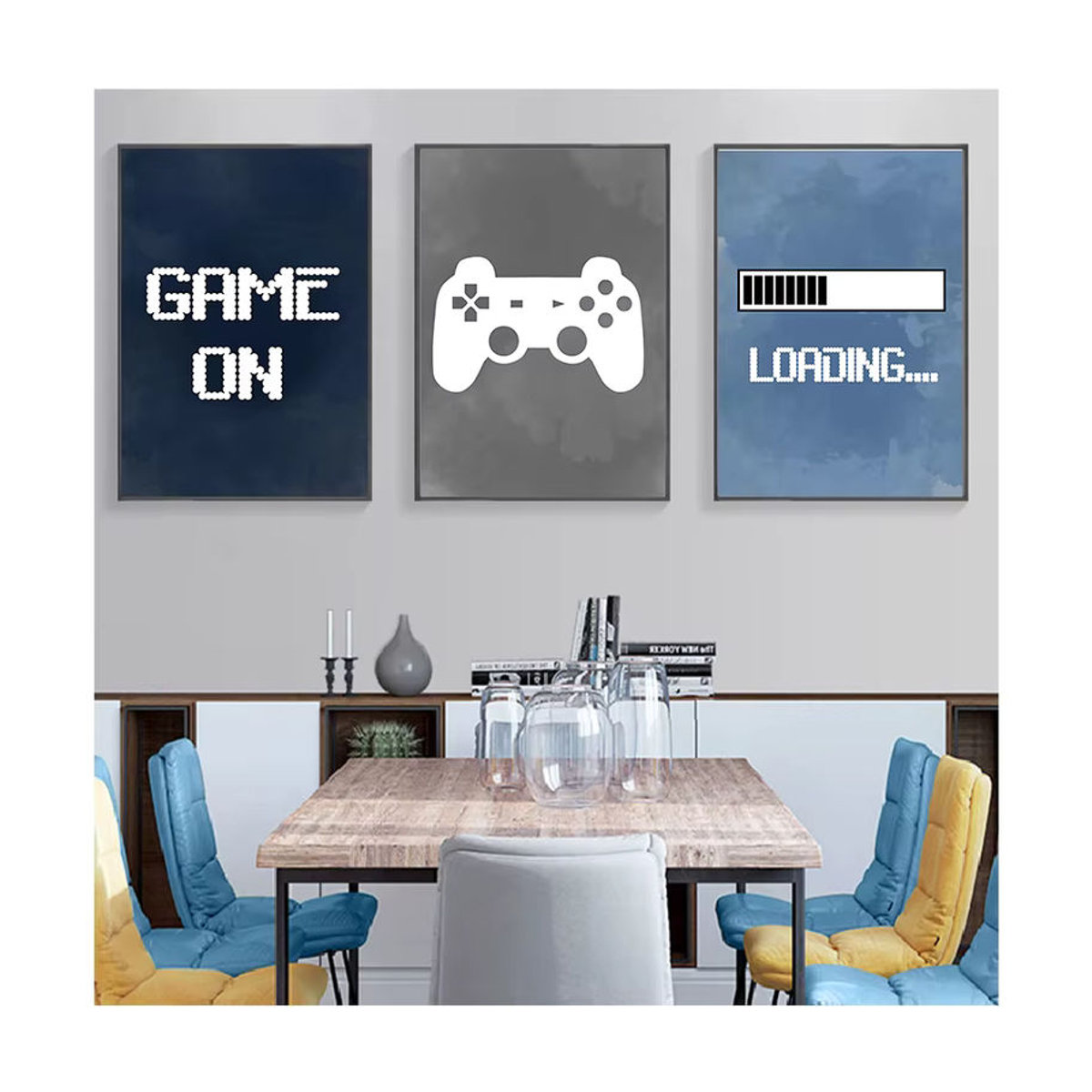 Potdemiel Gaming Leinwand Wanddekoration für Kinderzimmer, mehrfarbiges Typografie Wandbild im Hochformat - Bild 1