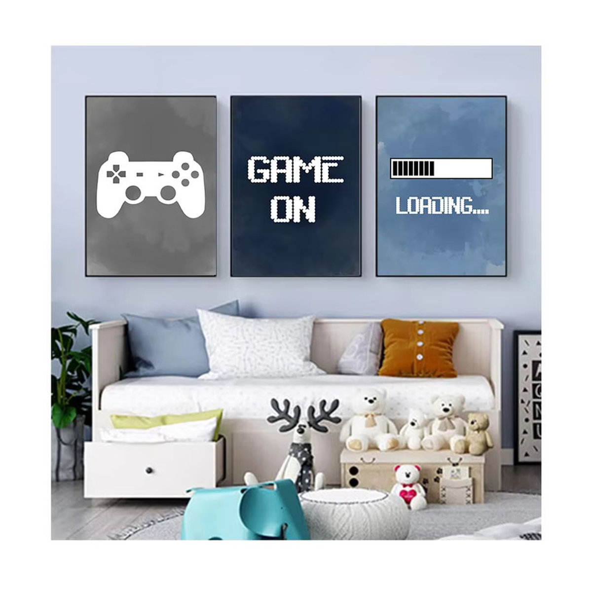 Potdemiel Gaming Leinwand Wanddekoration für Kinderzimmer, mehrfarbiges Typografie Wandbild im Hochformat - Bild 3
