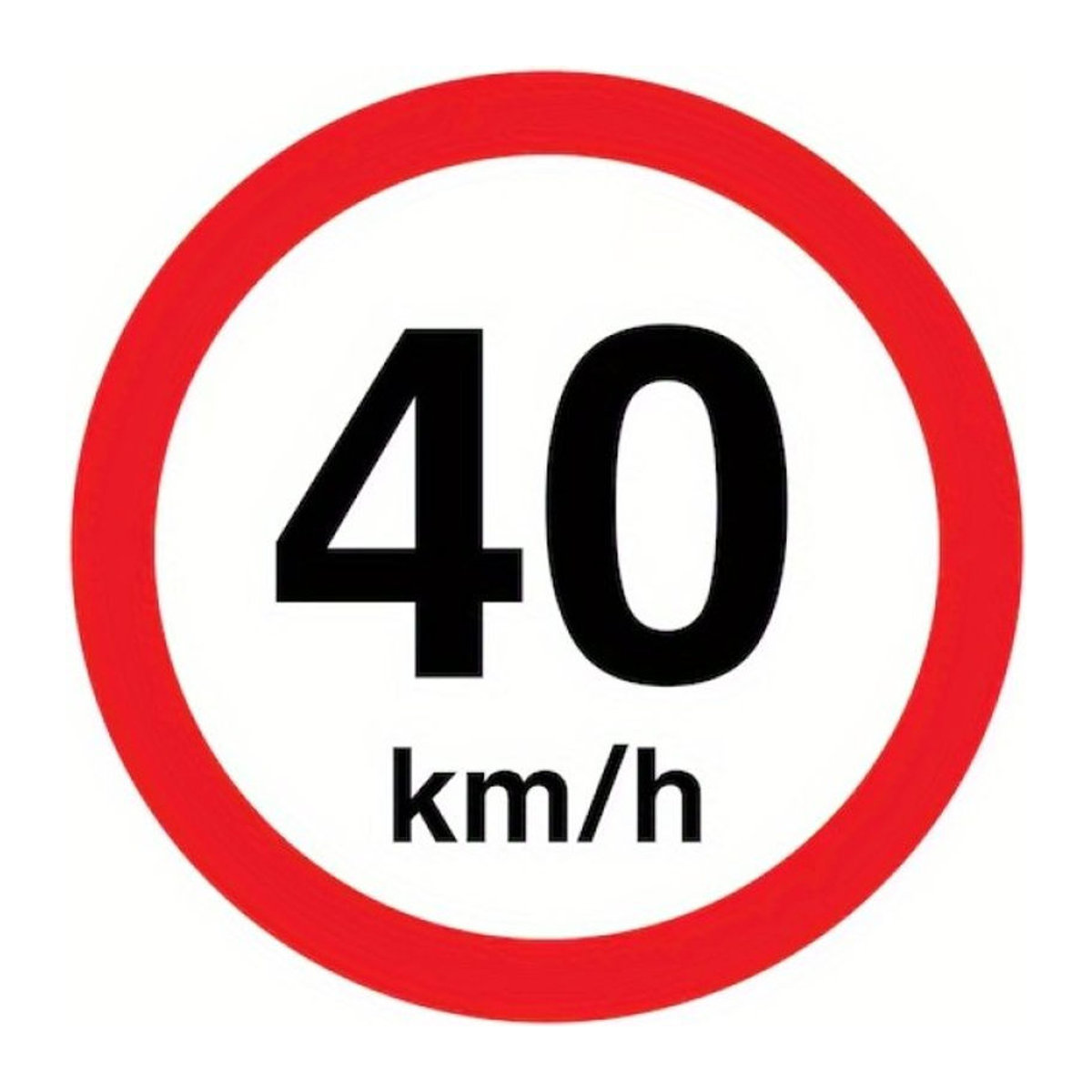 Potdemiel Geschwindigkeitsbegrenzungsschild 40 km/h als runde Wanddekoration aus Metall in Weiß - Bild 1