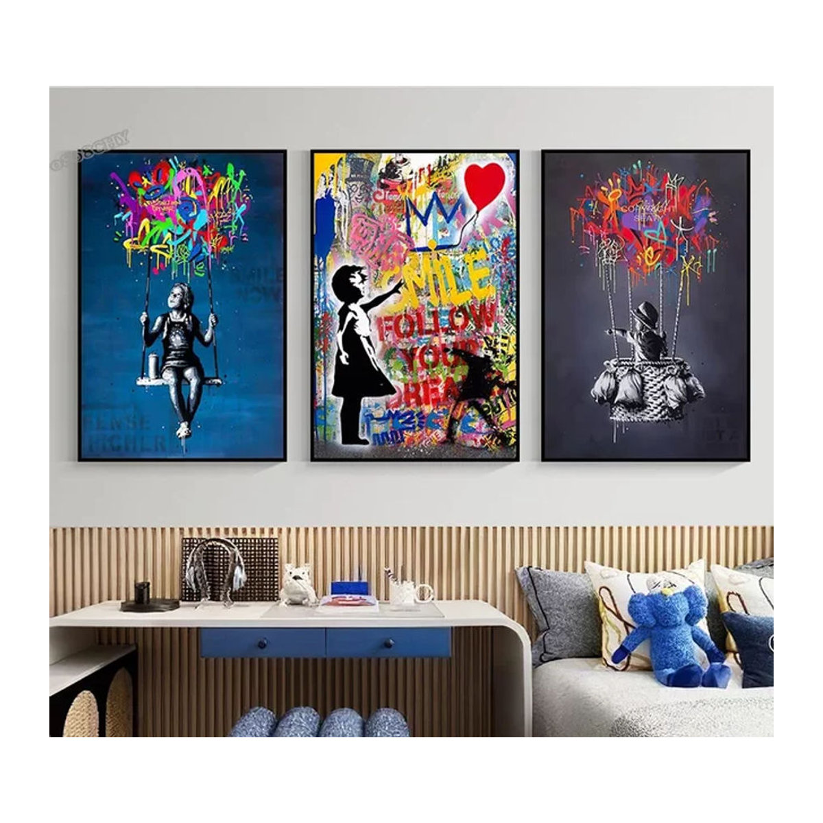 Potdemiel Graffiti Leinwand Wandbild Ballon Mädchen Traum in Mehrfarbig - Bild 1