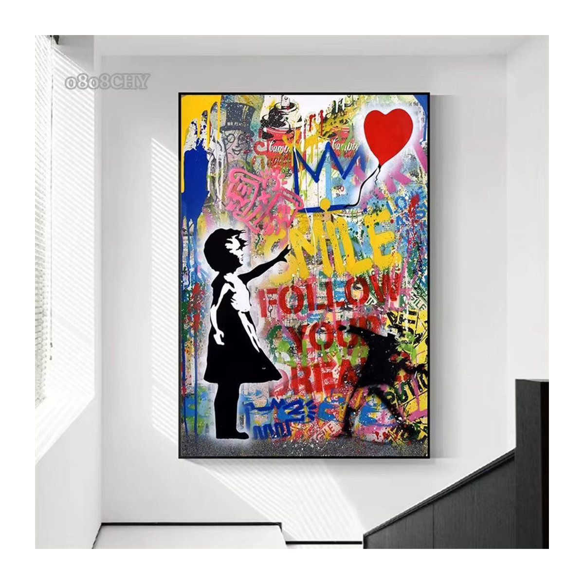 Potdemiel Graffiti Leinwand Wandbild Ballon Mädchen Traum in Mehrfarbig - Bild 3