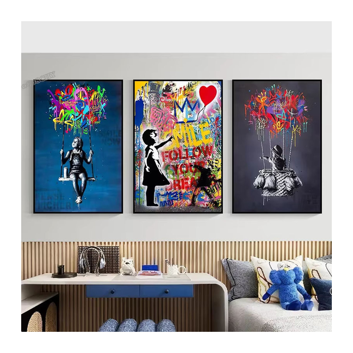 Potdemiel Graffiti Leinwand Wandbild Ballon Mädchen Traum in Mehrfarbig - Bild 5