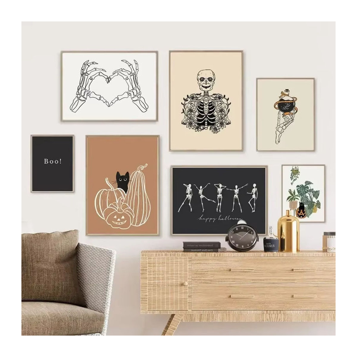 Potdemiel Halloween Leinwand Wandkunst mit Geist und Kürbis, mehrfarbig, Wanddekoration für Wohnzimmer - Bild 4