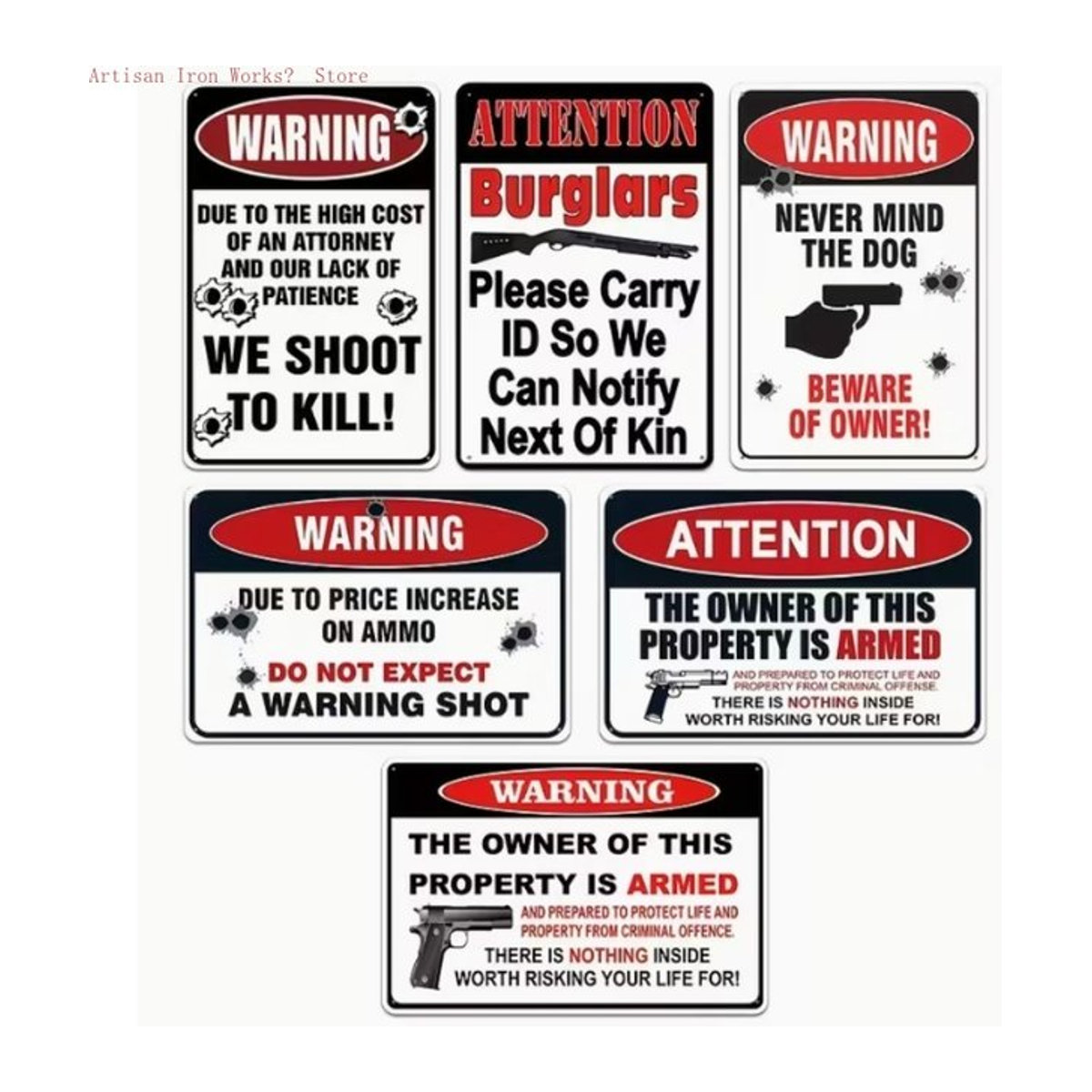 Potdemiel Humorvolles Warnschild aus Metall in Weiß, Rechteckiges Sicherheitsschild für Garage oder Hof, H x B x T: 30 x 20 x 0,3 cm - Bild 1
