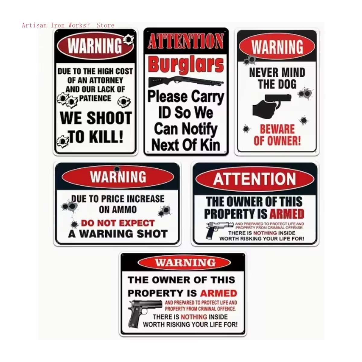 Potdemiel Humorvolles Warnschild aus Metall in Weiß, Rechteckiges Sicherheitsschild für Garage oder Hof, H x B x T: 30 x 20 x 0,3 cm - Bild 7