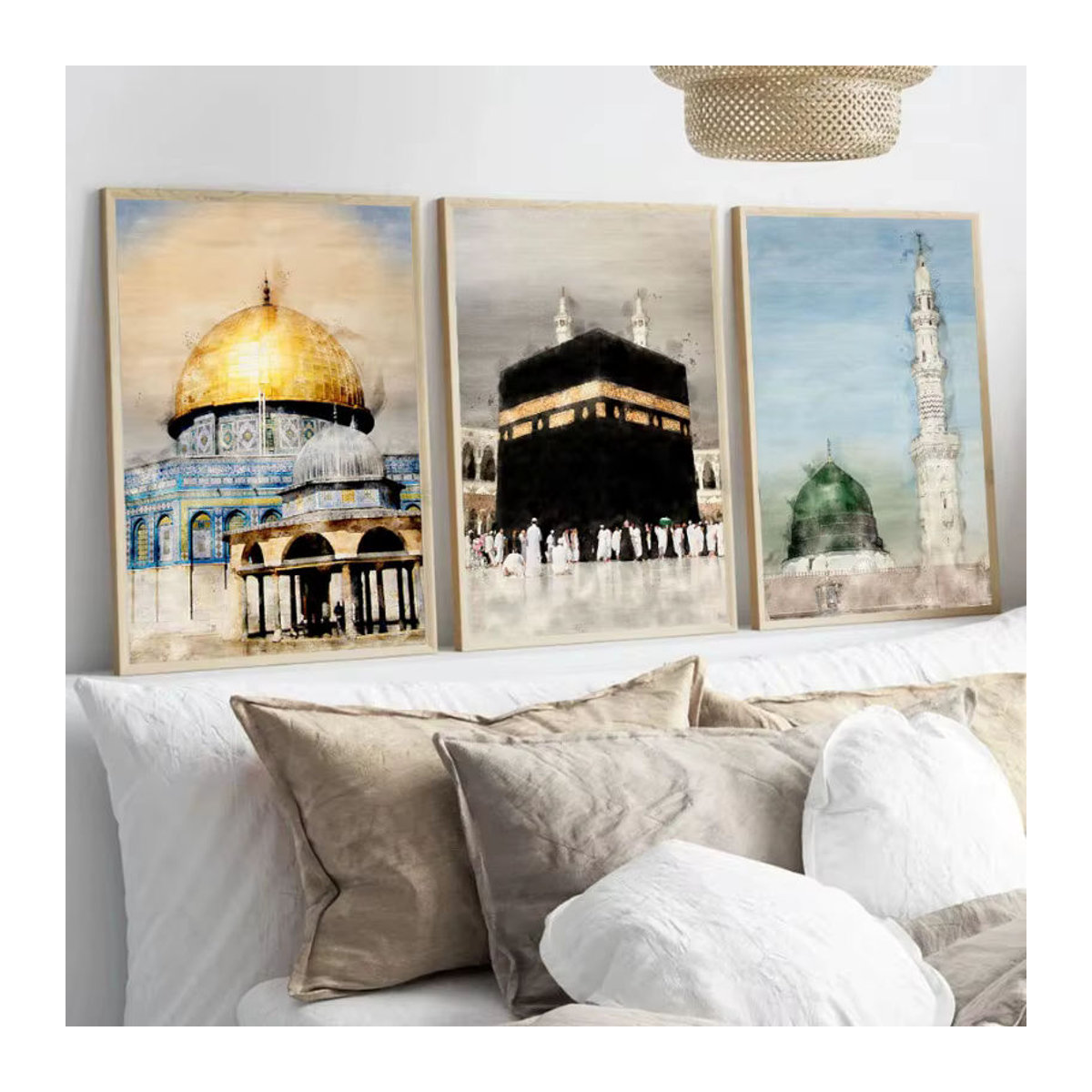Potdemiel Islamische Wandkunst Leinwand mit Motiv der Kaaba in Mekka als mehrfarbiger Druck für deine Wohnzimmer Dekoration - Bild 2