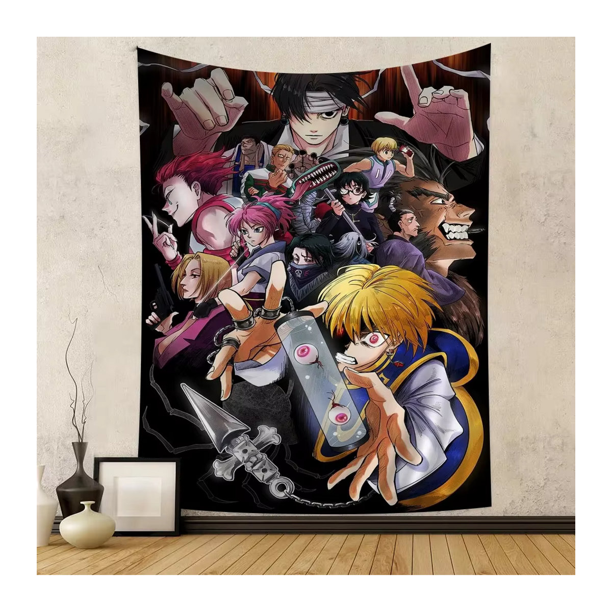 Potdemiel Japanische Anime Wandteppich Jäger x Jäger Klassische Tapisserie Mehrfarbig B: 70 cm, H: 70 cm, T: 50 cm - Bild 3