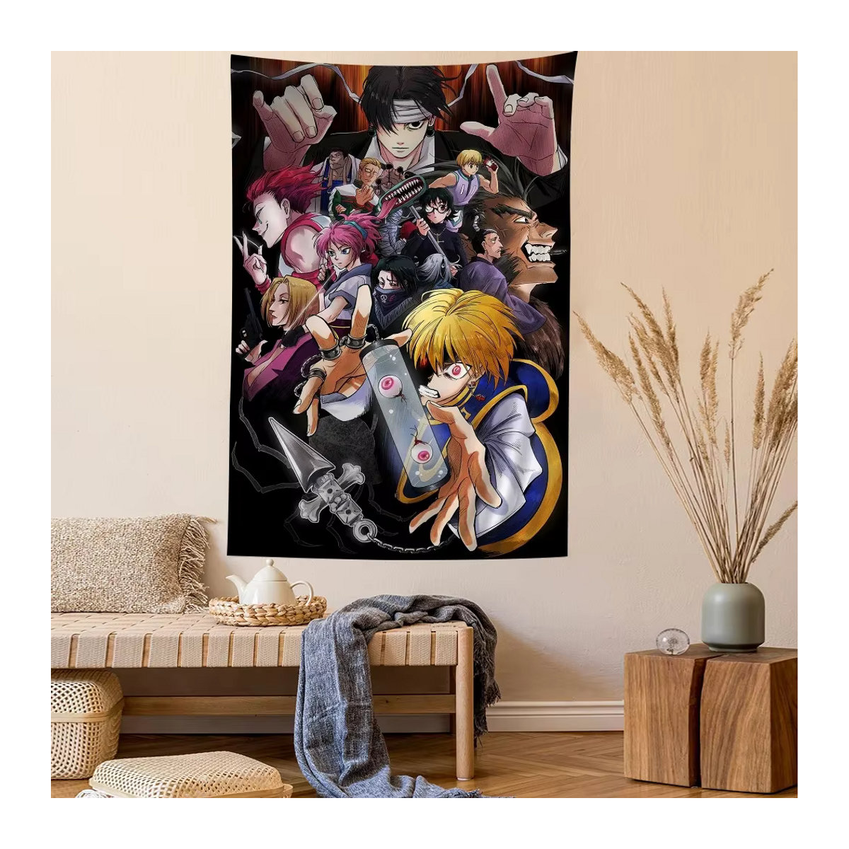 Potdemiel Japanische Anime Wandteppich Jäger x Jäger Klassische Tapisserie Mehrfarbig B: 70 cm, H: 70 cm, T: 50 cm - Bild 4