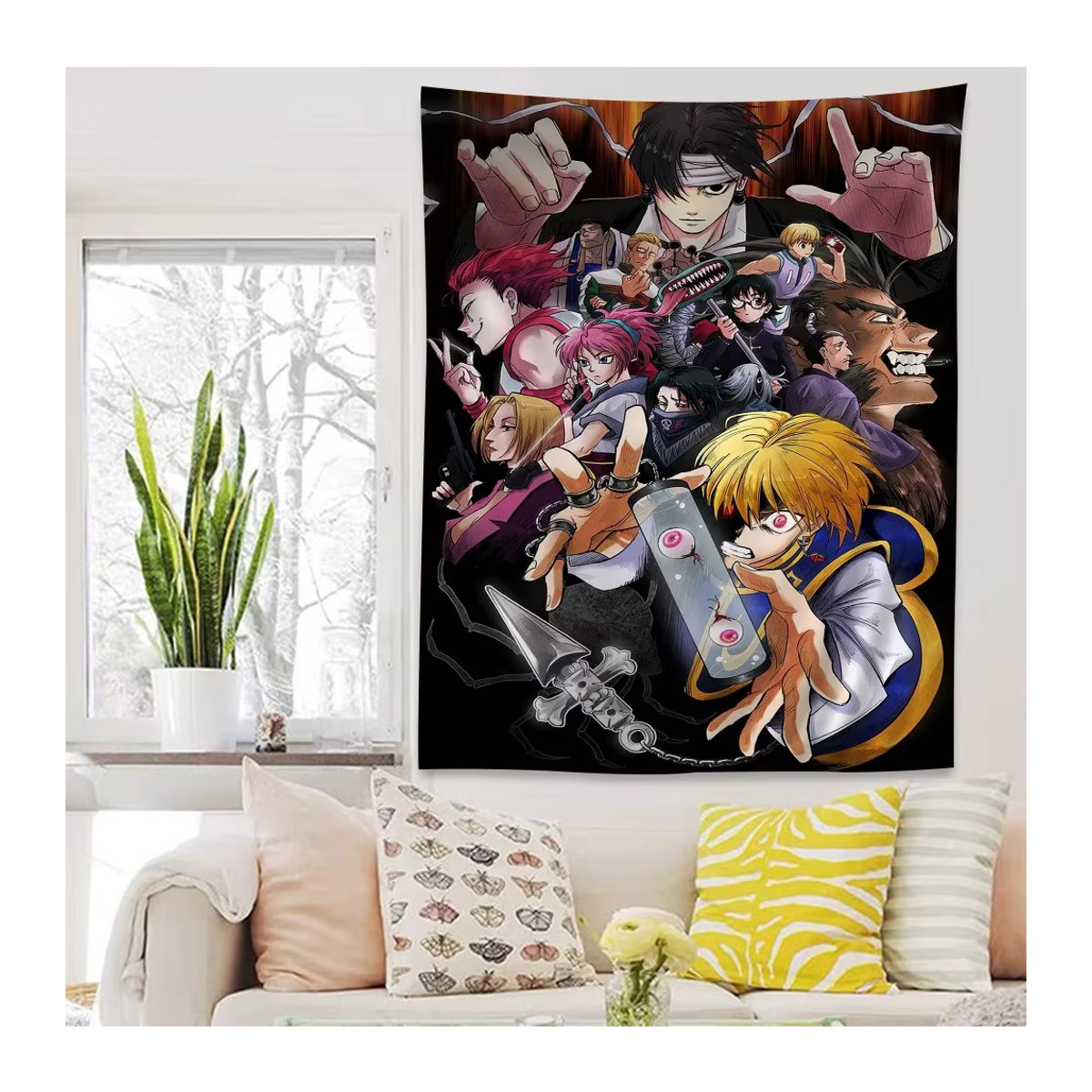 Potdemiel Japanische Anime Wandteppich Jäger x Jäger Klassische Tapisserie Mehrfarbig B: 70 cm, H: 70 cm, T: 50 cm - Bild 5