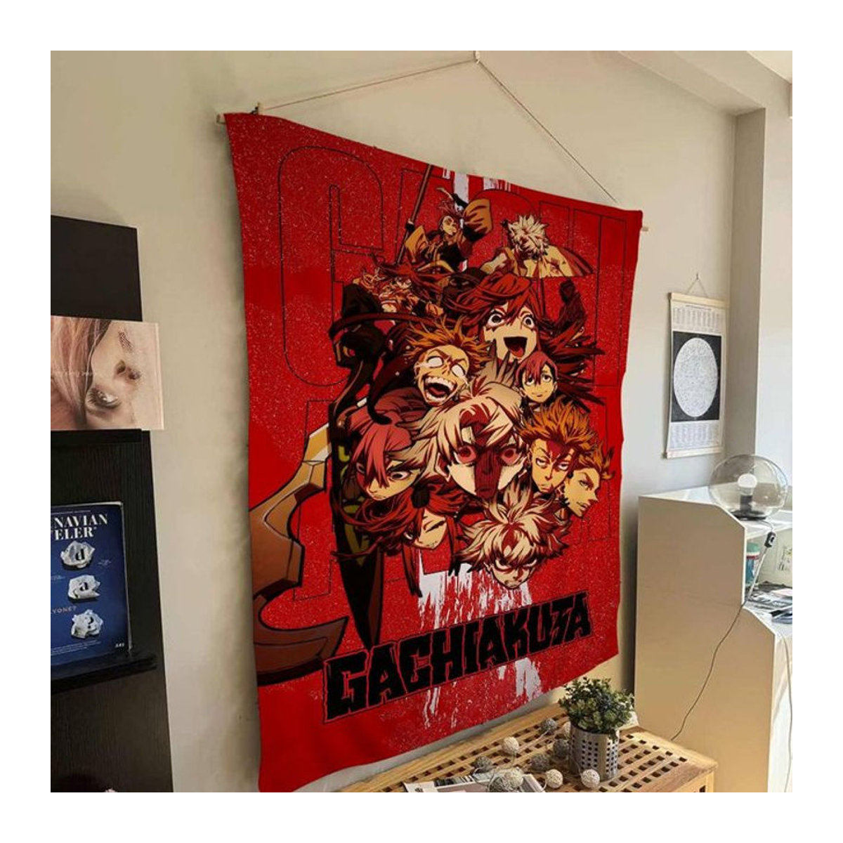 Potdemiel Japanischer Anime Wandteppich G-Gachiakuta im Boho-Stil, Rot, Rechteckig - Bild 1
