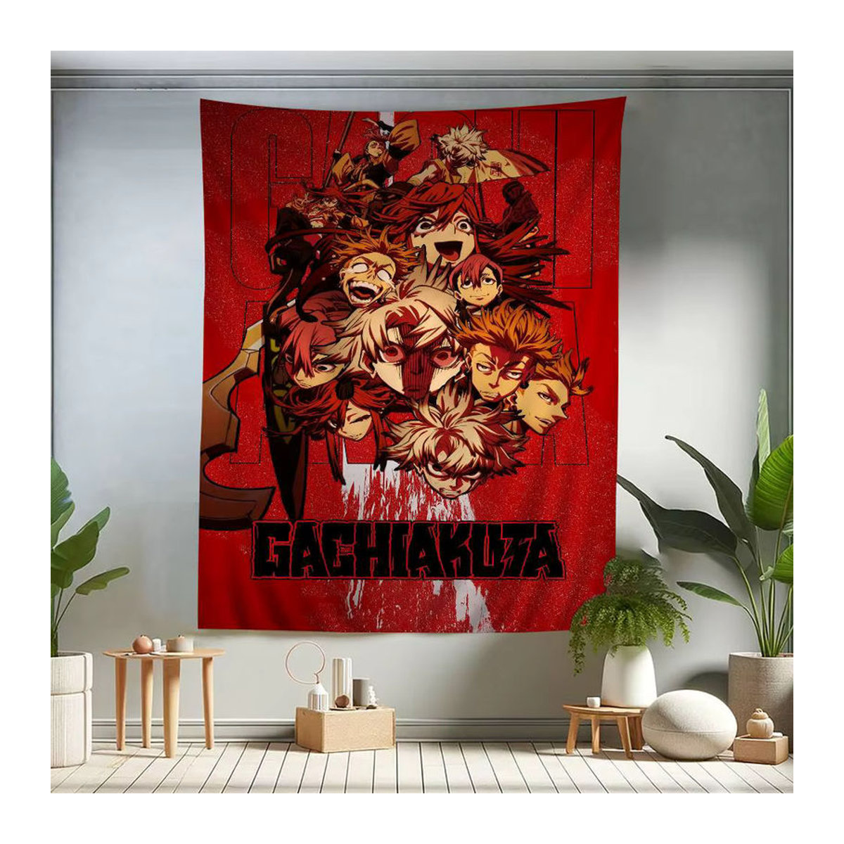 Potdemiel Japanischer Anime Wandteppich G-Gachiakuta im Boho-Stil, Rot, Rechteckig - Bild 2