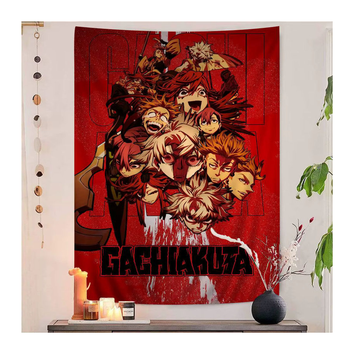 Potdemiel Japanischer Anime Wandteppich G-Gachiakuta im Boho-Stil, Rot, Rechteckig - Bild 3