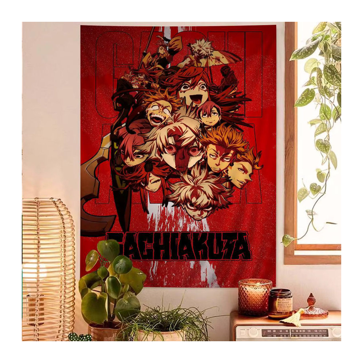Potdemiel Japanischer Anime Wandteppich G-Gachiakuta im Boho-Stil, Rot, Rechteckig - Bild 4