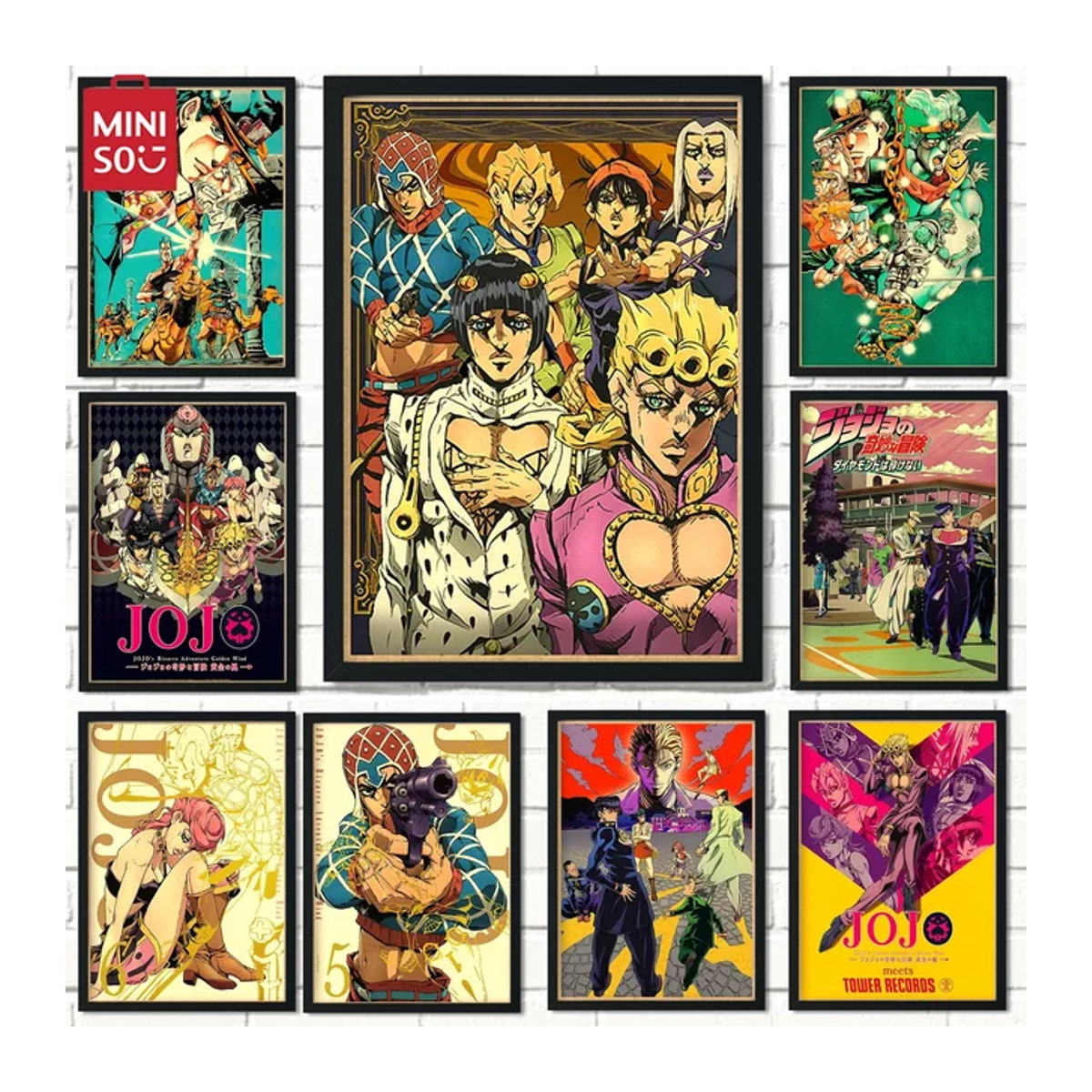 Potdemiel JoJo's Bizarre Adventure Vintage Anime Poster als mehrfarbige Leinwand-Wandkunst im Hochformat - Bild 1
