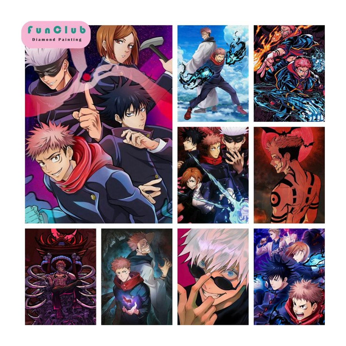 Potdemiel Jujutsu Kaisen DIY Diamant Stickerei Set Gojo Satoru Mosaik Handwerk Kit mehrfarbig - Bild 1
