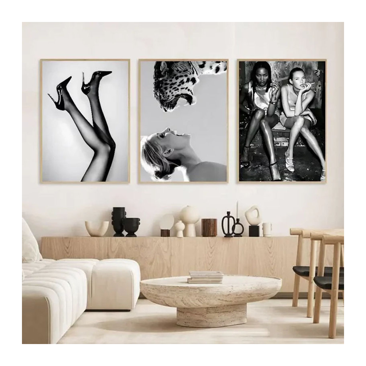 Potdemiel K-Kate Moss Porträt Leinwand Wandkunst in Schwarz für moderne Dekoration - Bild 1