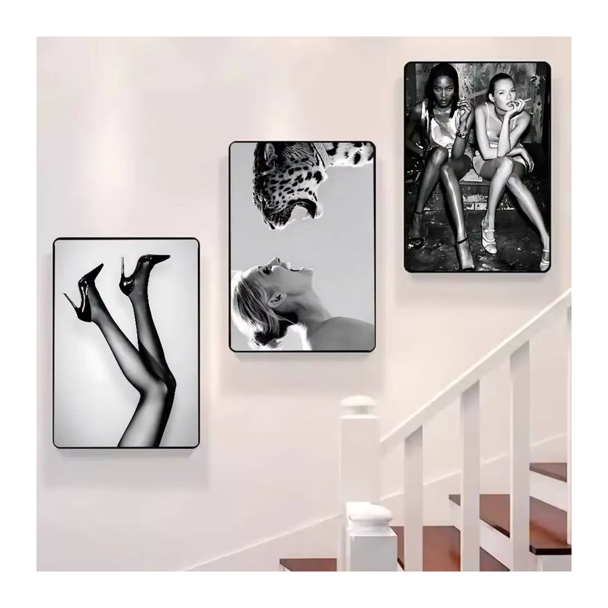 Potdemiel K-Kate Moss Porträt Leinwand Wandkunst in Schwarz für moderne Dekoration - Bild 3