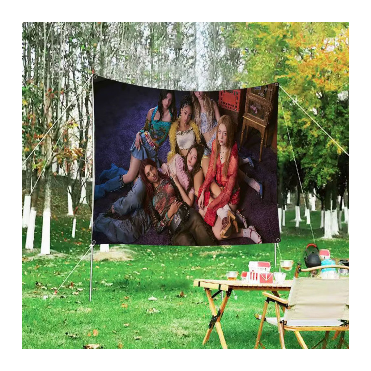 Potdemiel K-Katseye DIY Wandbanner als dekorative Textilflagge in Mehrfarbig für Wohnzimmer und Wohnheim - Bild 3