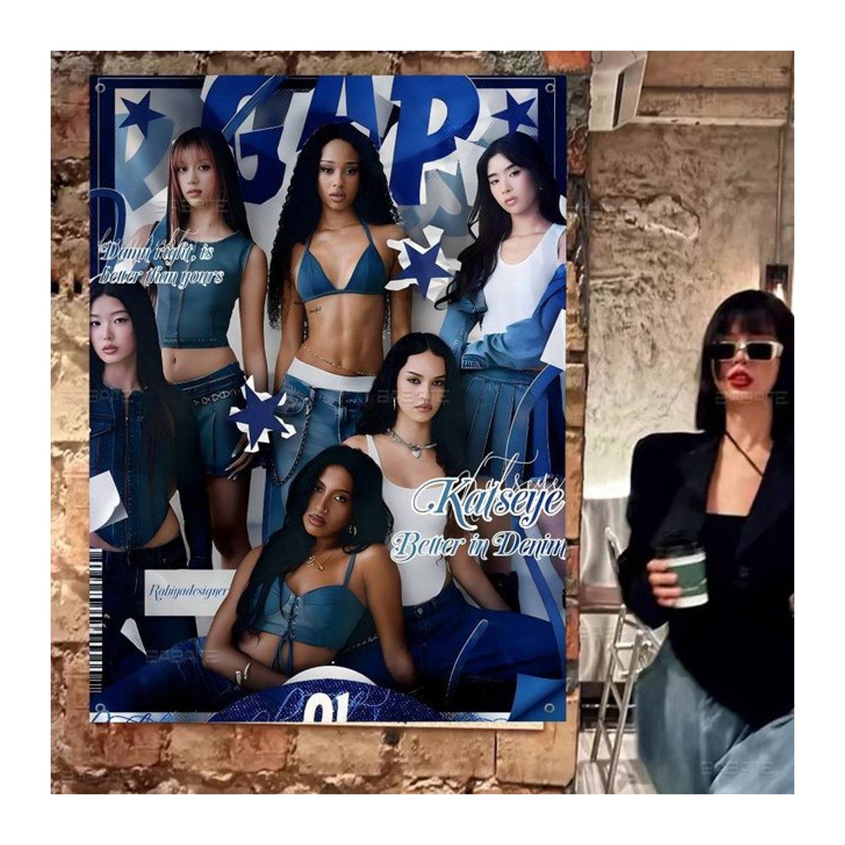 Potdemiel K-Katseye Kpop Band Banner mit Sternen in Blau für Camping und Outdoor-Dekoration - Bild 1