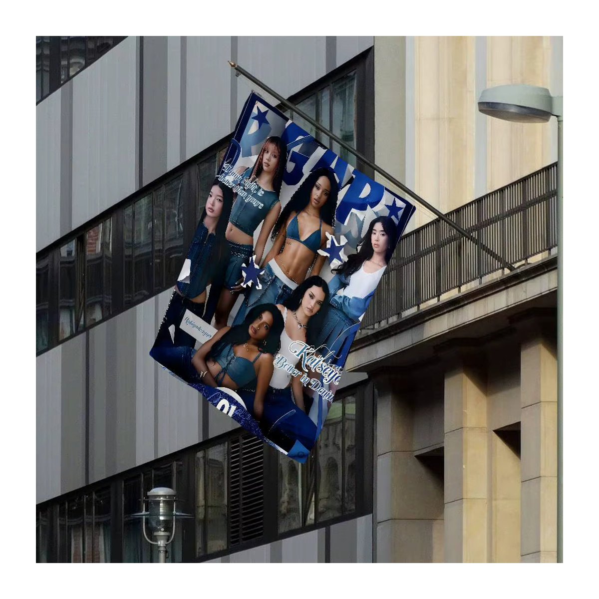 Potdemiel K-Katseye Kpop Band Banner mit Sternen in Blau für Camping und Outdoor-Dekoration - Bild 6