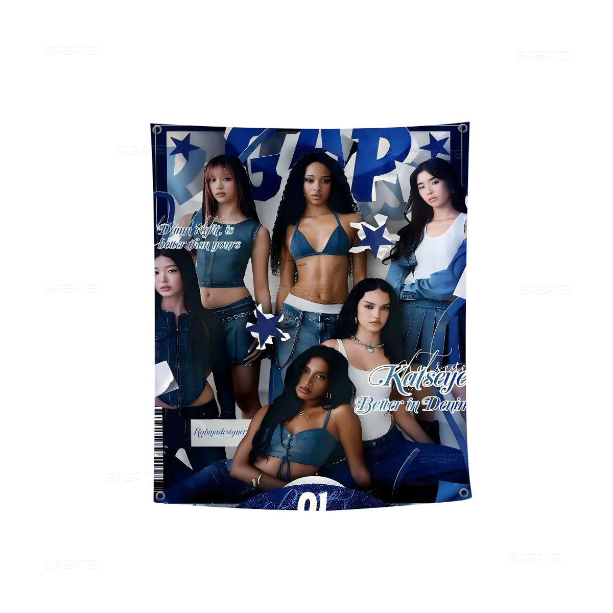Potdemiel K-Katseye Kpop Band Banner mit Sternen in Blau für Camping und Outdoor-Dekoration - Bild 7