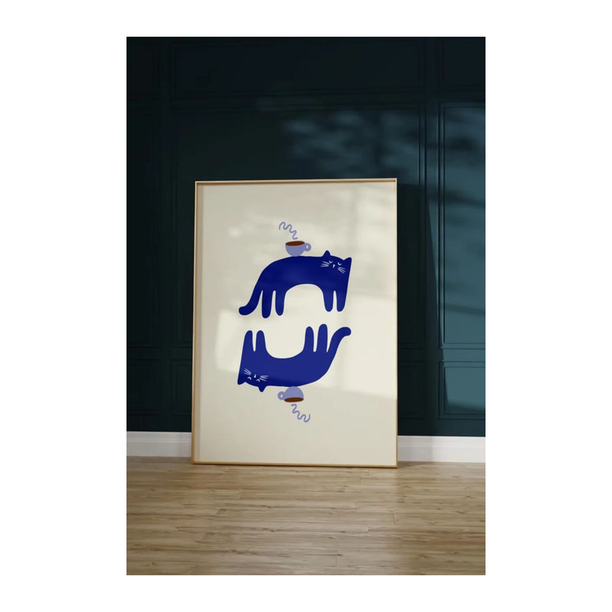 Potdemiel Kaffee-Katzen-Poster in Weiß als minimalistische Wanddekoration für Katzenliebhaber - Bild 5
