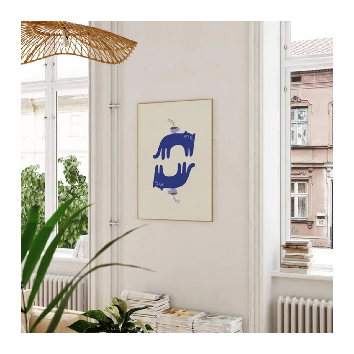 Potdemiel Kaffee-Katzen-Poster in Weiß als minimalistische Wanddekoration für Katzenliebhaber - Bild 6