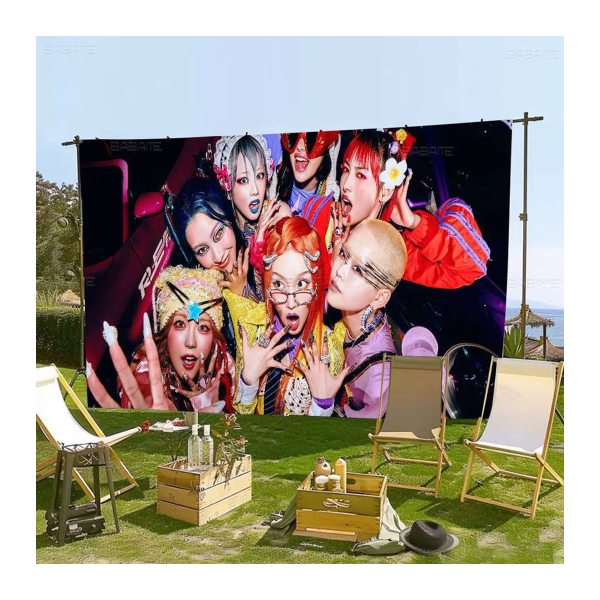 Potdemiel Kpop XG Girl Group Banner Dekoration aus Textil in Mehrfarbig für Outdoor und Camping - Bild 3