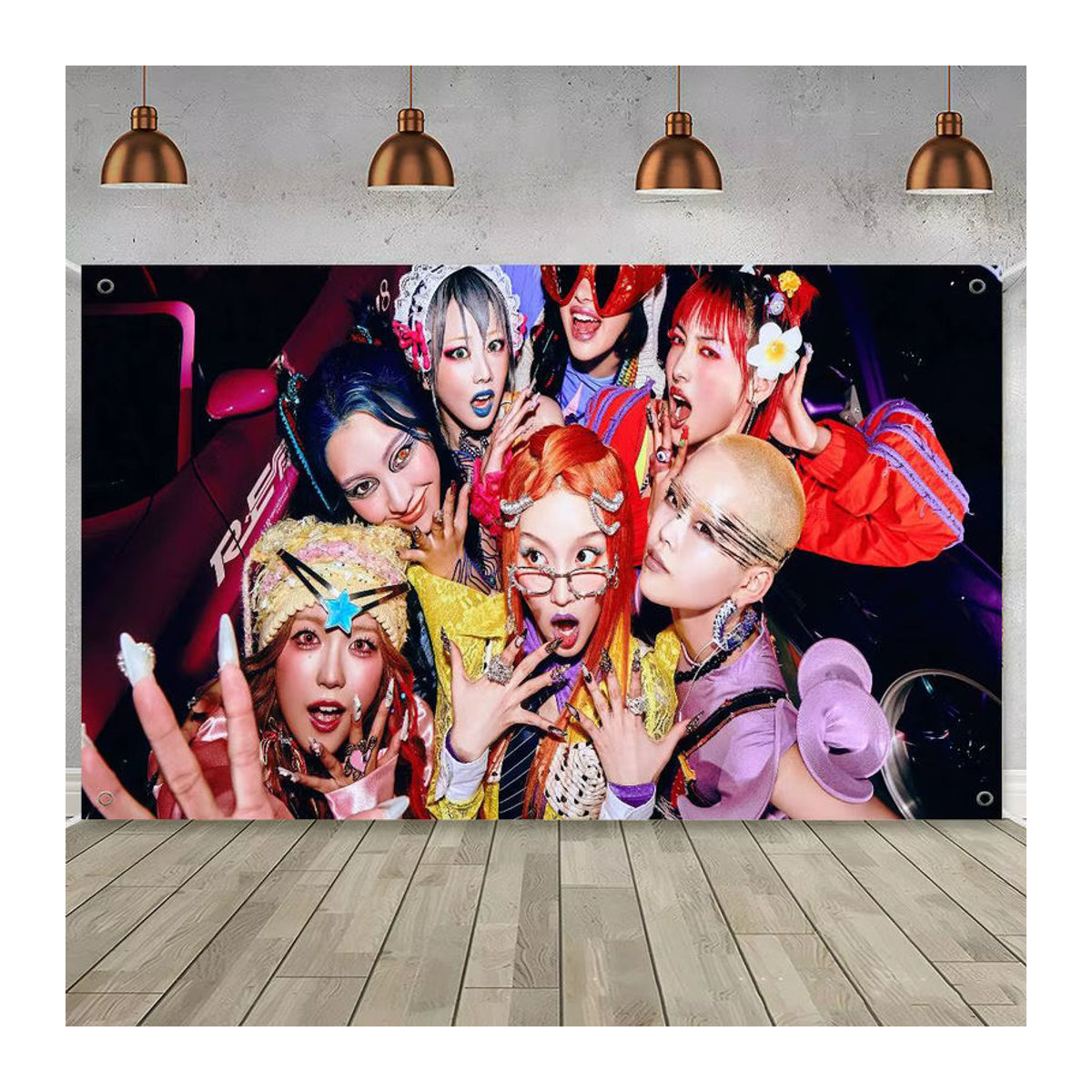 Potdemiel Kpop XG Girl Group Banner Dekoration aus Textil in Mehrfarbig für Outdoor und Camping - Bild 6