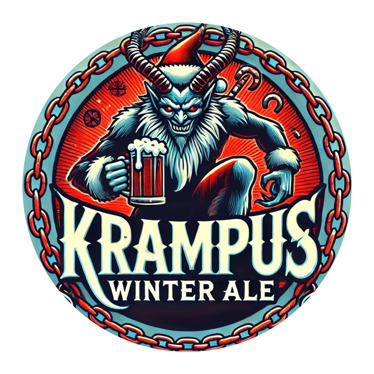 Potdemiel Krampus Winter Ale Rundes Wandschild aus Metall im Vintage-Stil, Mehrfarbig - Bild 3
