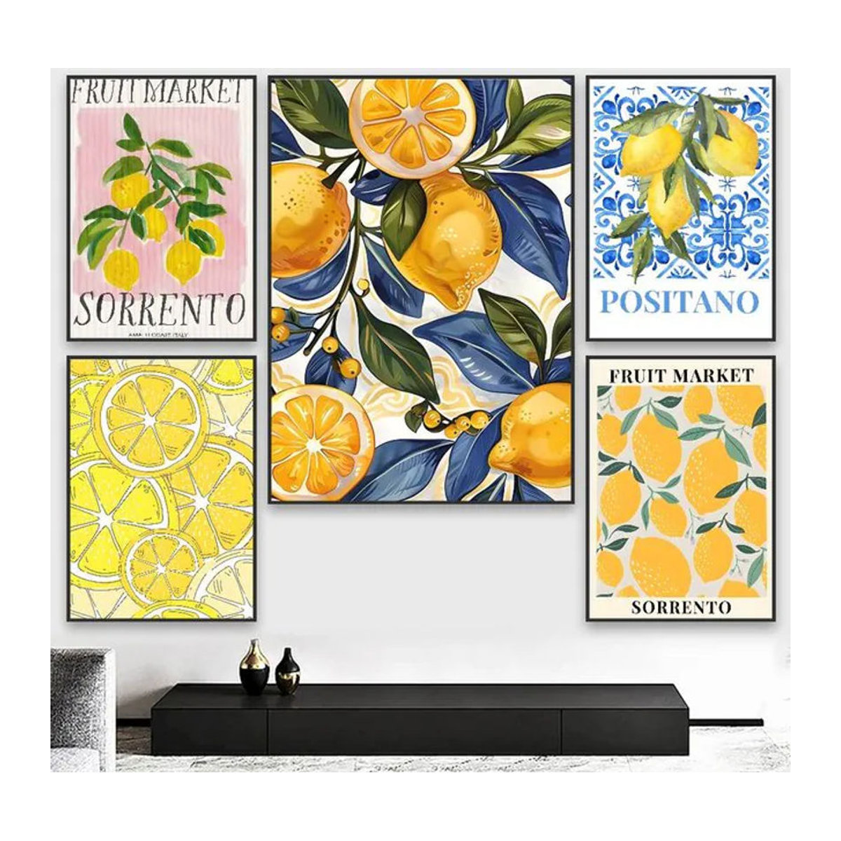 Potdemiel Küchenposter mit Orangen und Zitronen, selbstklebende Wanddekoration in Orange und Gelb, modernes HD-Kunst Motiv für Wohnzimmer und Küche - Bild 1